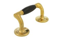Pull handle 128mm with curve polished brass ebony