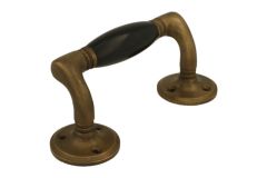 Pull handle 128mm with curve antique brass bakelite