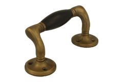 Pull handle 128mm with curve antique brass ebony