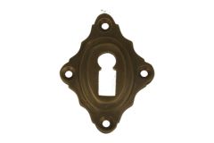 Key escutcheon antique brass. Diagonally mounted