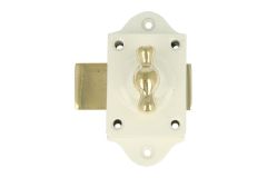 Lock for cabinet/window/door white with polished brass Knob