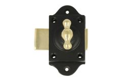 Lock for cabinet/window/door black with polished brass Knob