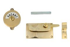 Vacant-Engaged door lock for toilet 92×52mm polished brass