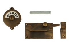 Frei-Besetzt door lock for toilet 92×52mm antique brass