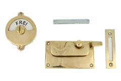 Frei-Besetzt door lock for toilet polished brass 92×52mm