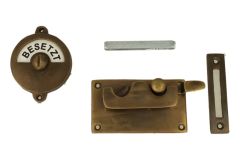 Frei-Besetzt door lock for toilet antique brass 92×52mm