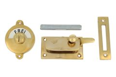 Frei-Besetzt door lock for toilet polished brass 70x39mm