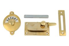 Vacant-Engaged door lock for toilet polished brass 70x39mm