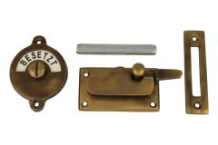 Frei-Besetzt door lock for toilet antique brass 70x39mm