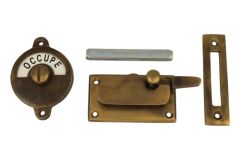 Libre-Occupé door lock for toilet antique brass 70x39mm