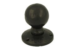 Door knob round cast iron black powder coated