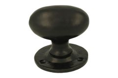 Door knob oval cast iron black powder coated