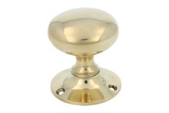Door knob round polished brass