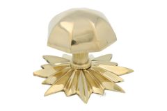 Door knob with star rosette polished brass