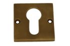 Square euro cylinder escutcheon "Bauhaus" in antique brass