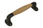 Pull handle 160mm cast iron black powder coated finish teak