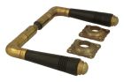Door handles antique brass ebony pair (1908)