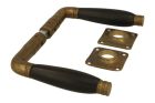 Door handles antique brass ebony pair (1926) + rosettes