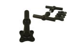 Black cast iron door handles T model on clover rosette