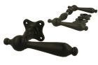 Classic model door handles black cast iron on clover rosette