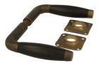 Door handles antique brass ebony pair (1932)