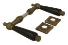 Door handles antique brass ebony pair (1915)