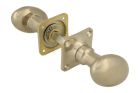 Pair of knobs oval satin nickel