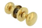 Pair of knobs round polished brass with round rosette