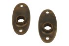 Pair oval escutcheons antique brass (through fixing)
