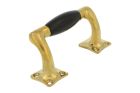 Window sash lift handle 115mm polished brass, ebony