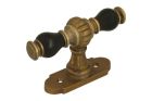 Window handle with rosette antique brass ebony