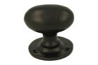 Door knob oval cast iron black powder coated