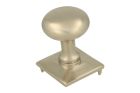 Round door Knob on square rosette brushed nickel