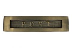 Letter plate embossed "POST" antique brass