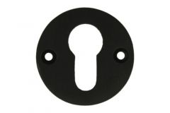 Euro cylinder rosette round cast iron black powder coated