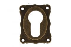 Euro cylinder escutcheon elegant antique brass.