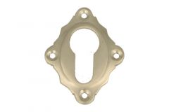 Euro cylinder escutcheon satin nickel. Diagonally mounted