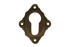 Euro cylinder escutcheon antique brass. Diagonally mounted