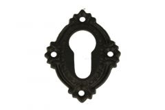 Euro cylinder escutcheon cast iron black powder coated.