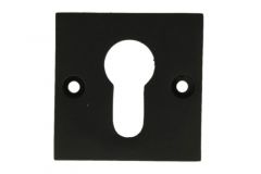 Euro cylinder rosette 50x50mm cast iron black powder coated