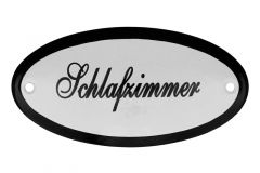 Enamel door plate "Schlafzimmer" oval 100x50mm