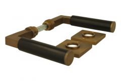 Door handles antique brass ebony with square rosettes