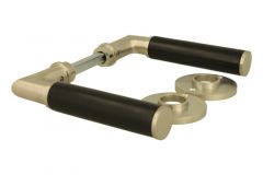 Door handles satin nickel ebony with round rosettes