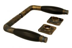 Door handles antique brass ebony pair (1928)