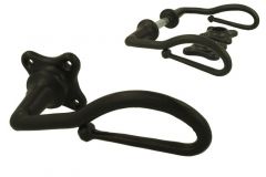 Door handles wrought iron black on clover rosette