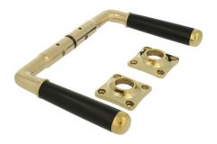 Door handles polished brass ebony pair (1918)