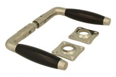Door handles satin nickel ebony pair (1931) with rosettes