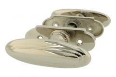 Door handles oval nickel pair