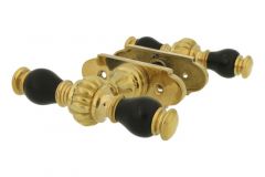 Door handles T model polished brass ebony pair