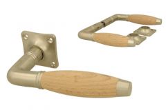 Door handles satin nickel beech pair (1930)